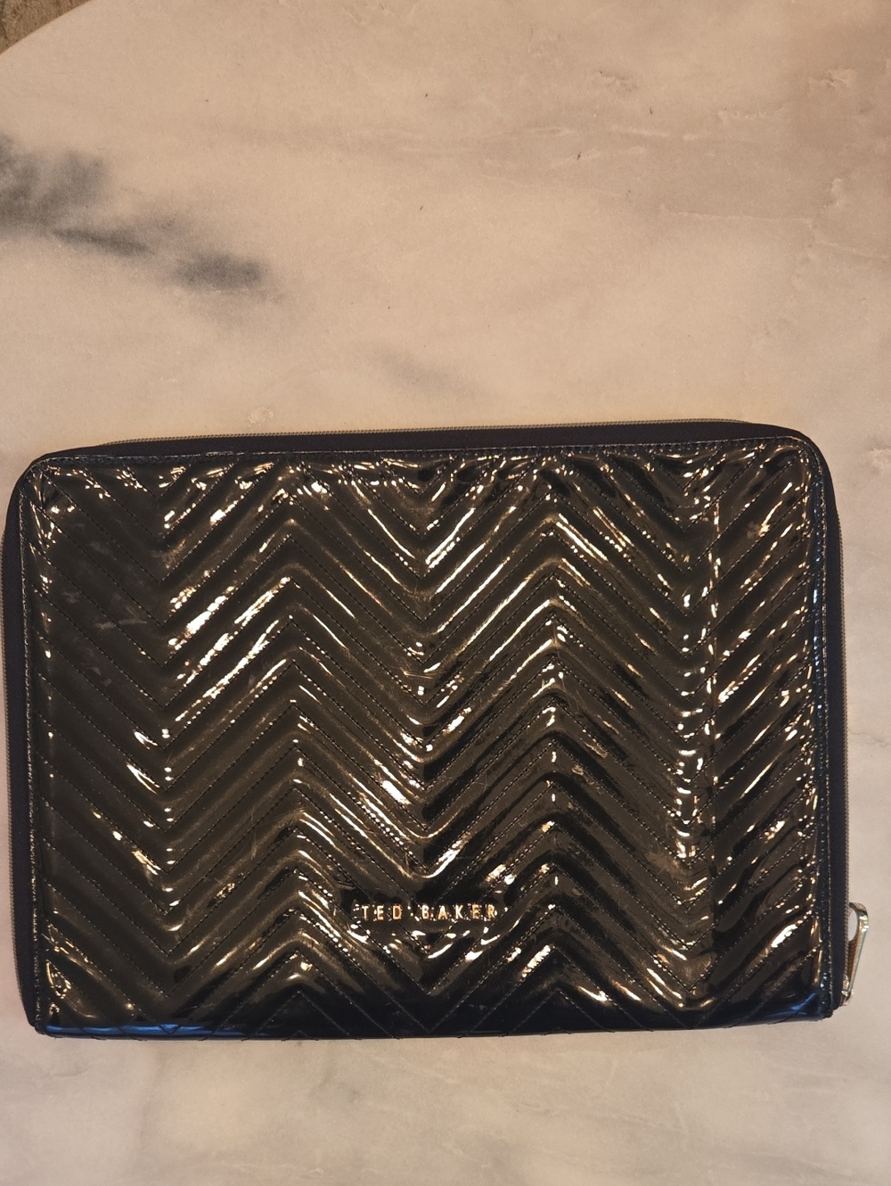 Ted Baker Black Quilted Patent Laptop Folio